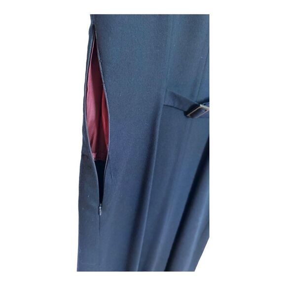 Vintage Chelsea Cambell Navy Wool Blend Midi Dress - Size 8 - Picture 4 of 7